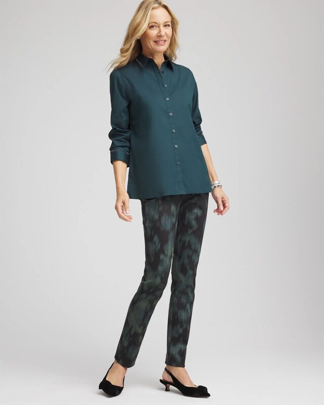 Rhinestone Embellished Poplin Tunic - image 4